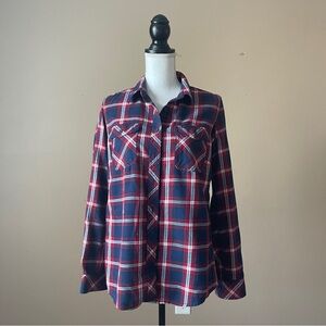 DULUTH TRADING CO. | Flannel Plaid Button Down Top Sz M